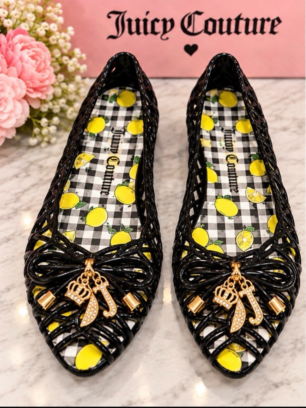 Juicy Couture Black Jelly Flats size 8 brand new!!